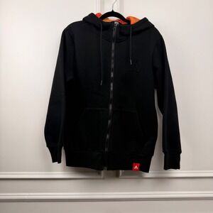 Apex Legends Full Zip Hoodie Black Orange Fire Hood EA Video Game Mens Small